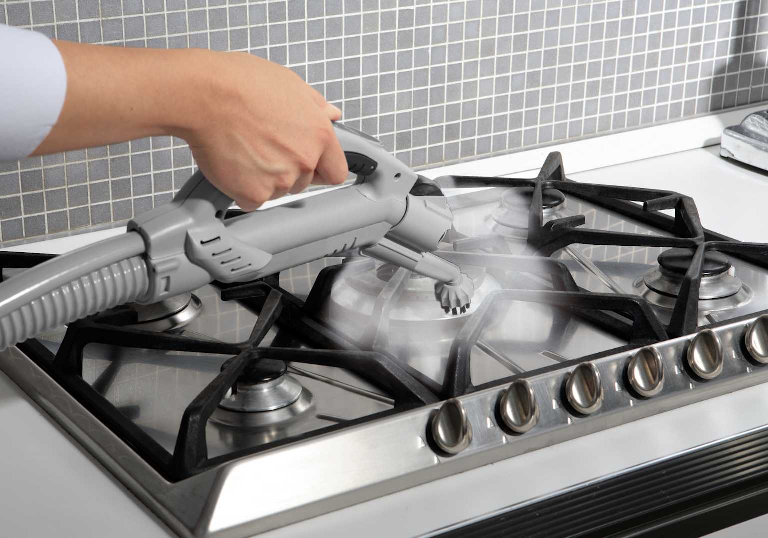 Steam cleaning gas stove burner for maintenance